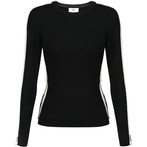 Elisabetta Franchi maglione con dettaglio a righe - nero