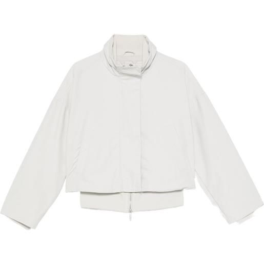 Emporio Armani giacca blouson in cotone tecnico spazzolato con zip in metallo - toni neutri