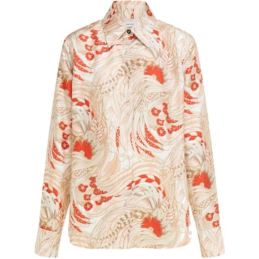 Ferragamo camicia in twill di seta con stampa - toni neutri