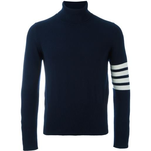 Thom Browne maglione in cashmere a collo alto con dettaglio a 4 righe - blu