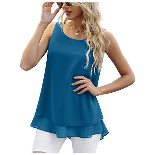 Yommay canotta estiva da donna, camicette da donna, senza maniche, in chiffon, da donna canotte e top