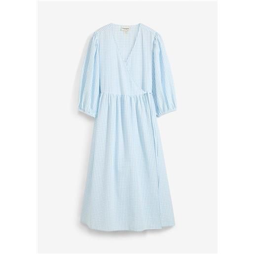 bonprix abito a portafoglio in seersucker di puro cotone-blu