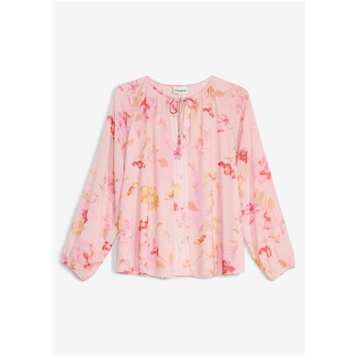 bonprix blusa in chiffon con laccetti da annodare-rosa