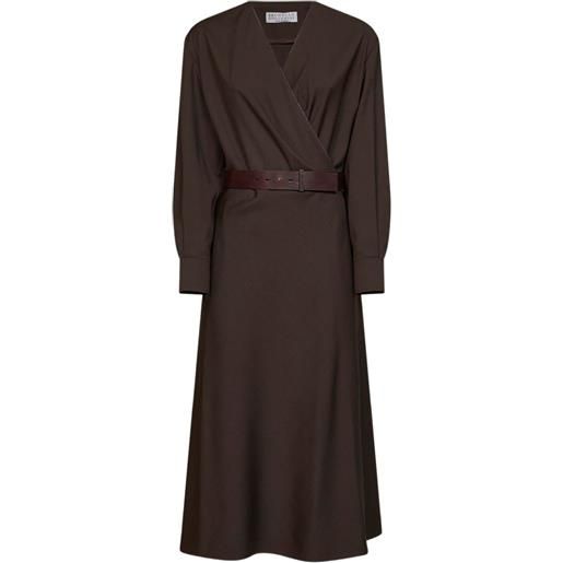 Brunello Cucinelli abito midi con decorazione - marrone