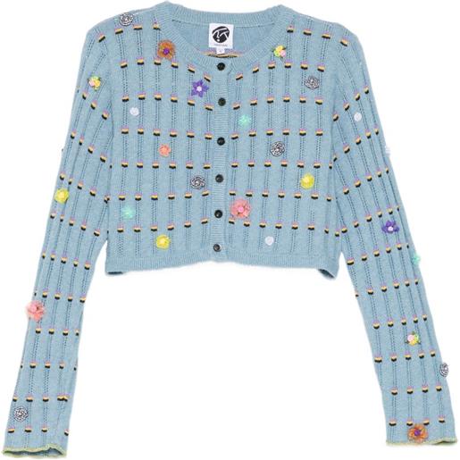 YANYAN KNITS cardigan a fiori - blu