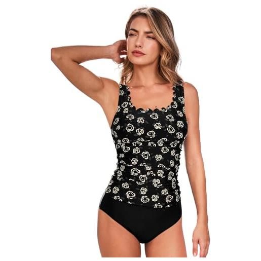 CUPSHE tankini da donna set scoop neck scallop trim due pezzi costume da bagno regolabile spalline larghe increspato costumi da bag