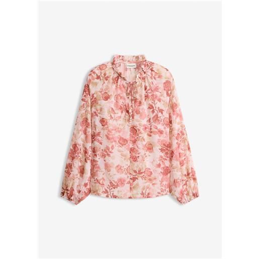 bonprix tunica di chiffon con laccetti-rosa