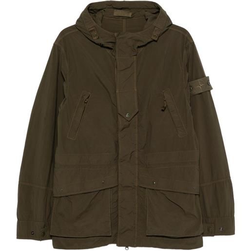 Stone Island impermeabile con cappuccio e logo - verde