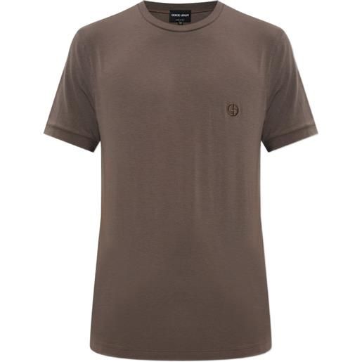 Giorgio Armani t-shirt con logo ricamato - marrone