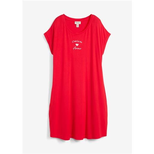bonprix abito di jersey con ricami in misto viscosa e elastan-rosso