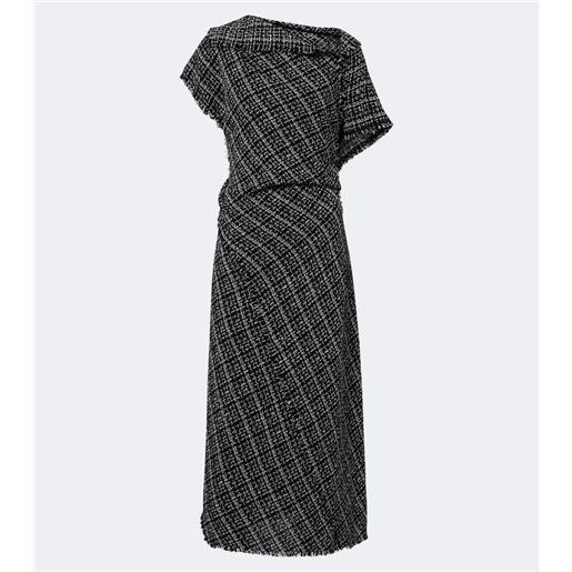 Erdem abito midi in tweed di misto cotone a quadri