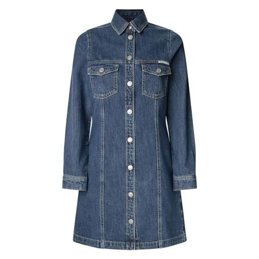 Pepe Jeans authentic denim dress vestito, blu (denim-4c1), m donna