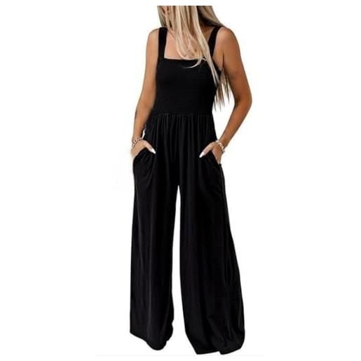 BRONG salopette da donna strappy tuta da lavoro con tasca sciolto adatto casuale bavaglino nel complesso tuta lungo pantaloni pagliaccetto