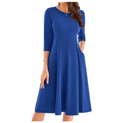 GRACE KARIN abito midi da donna vintage a linea a con maniche 3/4 per ospiti matrimonio, uk prom formale vintage
