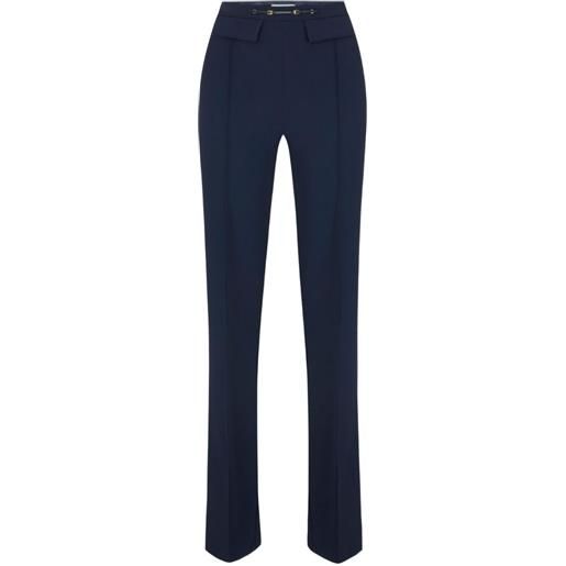 Elisabetta Franchi pantaloni elasticizzati in crêpe doppio strato - blu