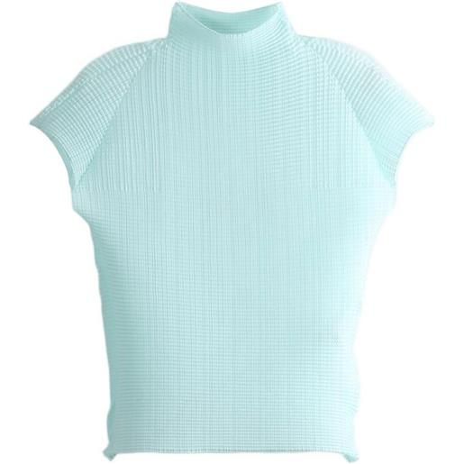 Issey Miyake top wooly a collo alto - blu