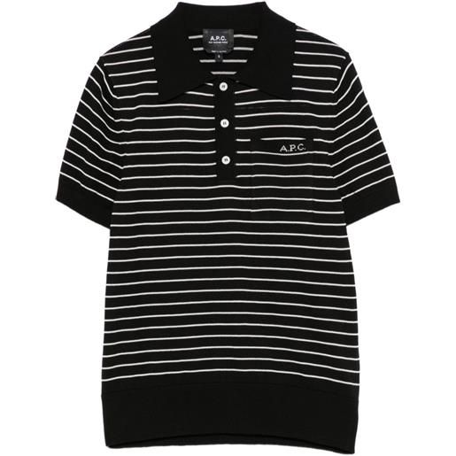 A.P.C. polo aderente a righe - nero