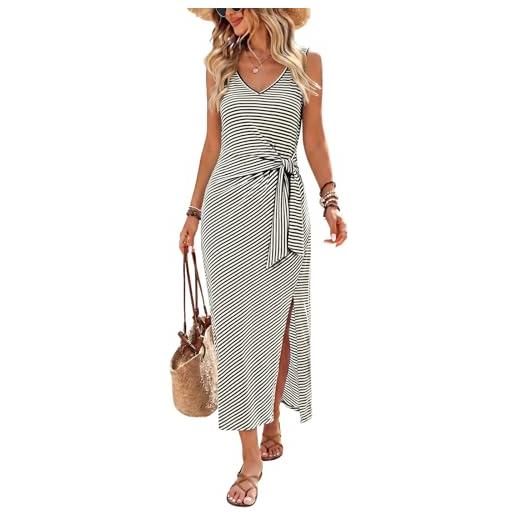 Generico cotton-linen vestito lungo estivo donna vestiti donna estivo prendisole chic abiti da cerimonia lunghi eleganti sexy estivi mare vestiti leggero causal comode abbigliamento spiaggia zebra m