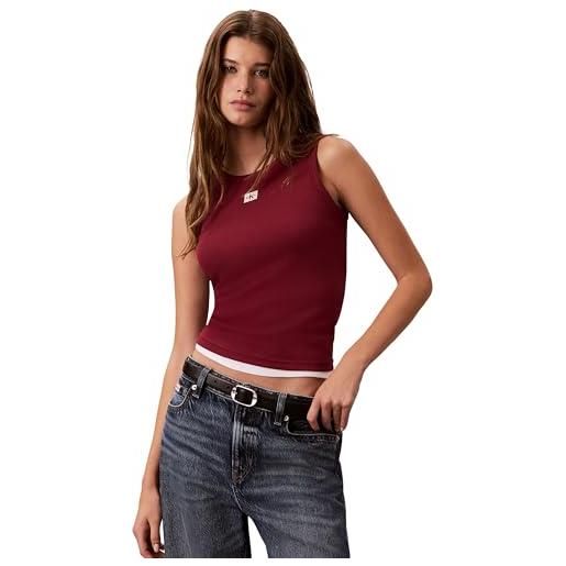 Calvin Klein donna canotta woven label rib con logo