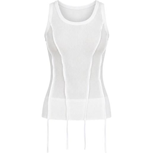 Masnada canotta con inserti in chiffon - bianco