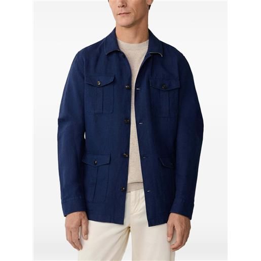 Hackett London giacca-camicia con tasca applicata - blu