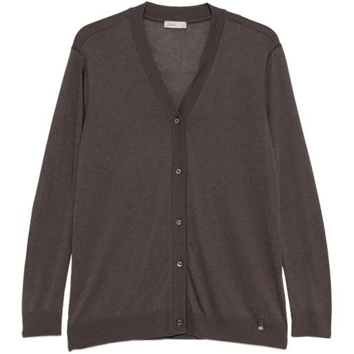 Herno cardigan con scollo a v e bottoni - marrone