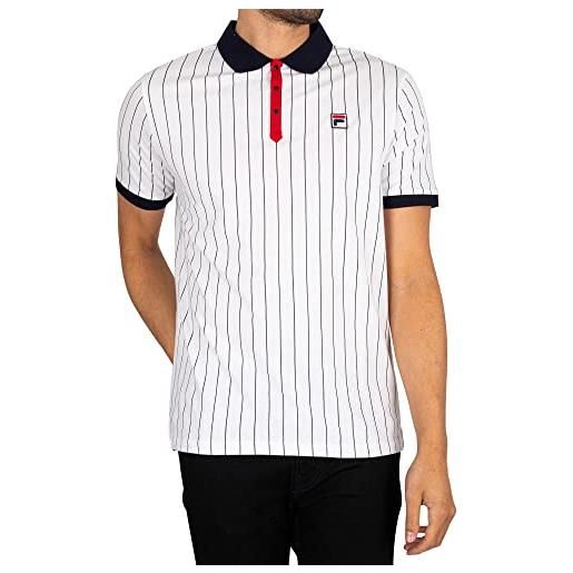 Fila uomo polo classica a righe vintage, white/red/peacoat, 4xl