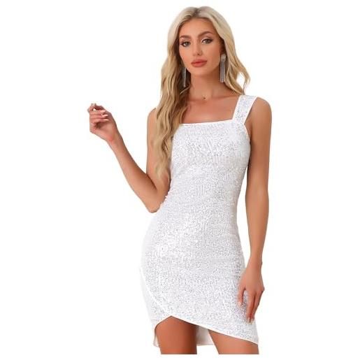 Allegra K donna abiti da festa con paillettes senza maniche mini finto wrap
