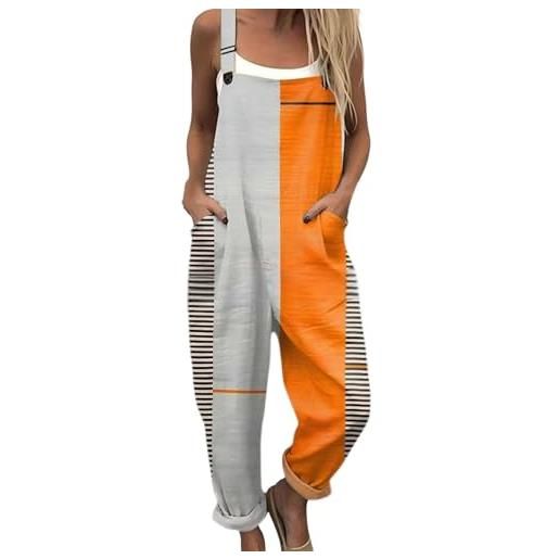 Generico salopette donna estiva lunga elegante tuta jumpsuit intera curvy casual moda stampa jumpsuits comoda larga pantaloni da lavoro con tasca leggera baggy salopettes da casa, playsuit mare
