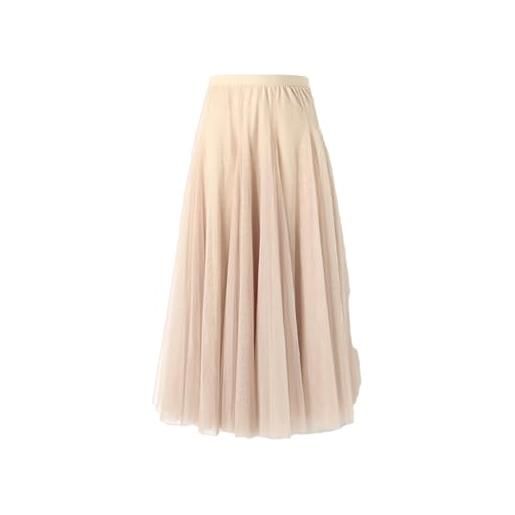 BrightGlow gonna lunga in tulle da donna, linea ad a, sottogonna a strati, gonna a pieghe da donna, in tulle, a vita alta, per matrimoni, feste