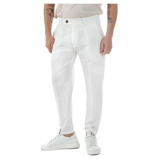Giosal pantalone uomo classico bottone allungato viscosa casual tinta unita catena removibile made in italy (it, testo, xl, regular, regular, bianco estivo)