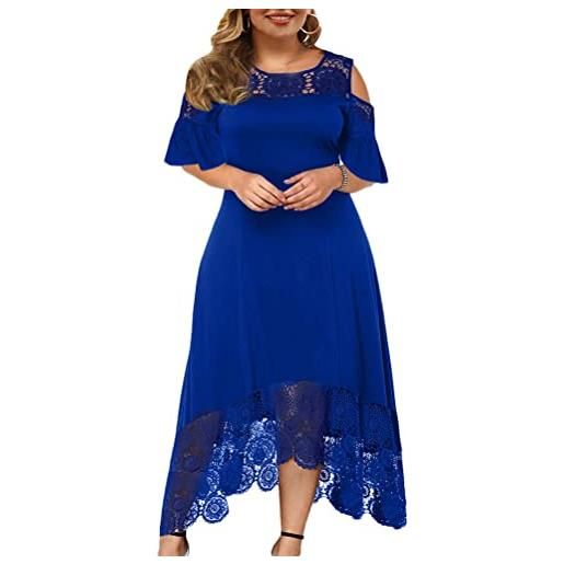 Minetom donna pizzo vestito lungo elegante pizzo taglie forti vestiti da cerimonia cocktail sera fuori dalla spalla maxi abito casual estivi abiti