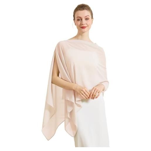 BEAUTELICATE scialle elegante donna poncho coprispalle chiffon stola cape estivo per sposa damigella cerimonia matrimonio abito