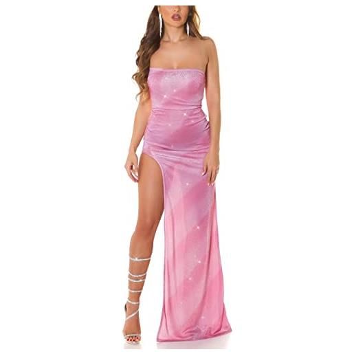 Koucla abito maxi a righe glitterate con spacco sulle gambe