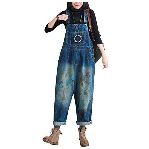 Youlee donna pantaloni larghi denim salopette tutine pantaloni