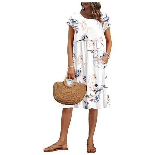 AUSELILY vestito estivo donna maniche corte abito al ginocchio con tasche