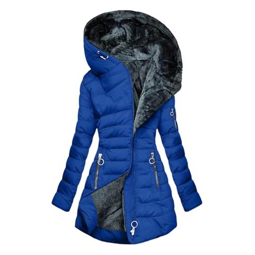 HAOLEI cappotto donna invernale con cappuccio foderati giacca antivento in pile termici elegante giubbotto lungo spessa parka cappotto piumino 100 grammi lungo imbottito casual con tasche e coulisse