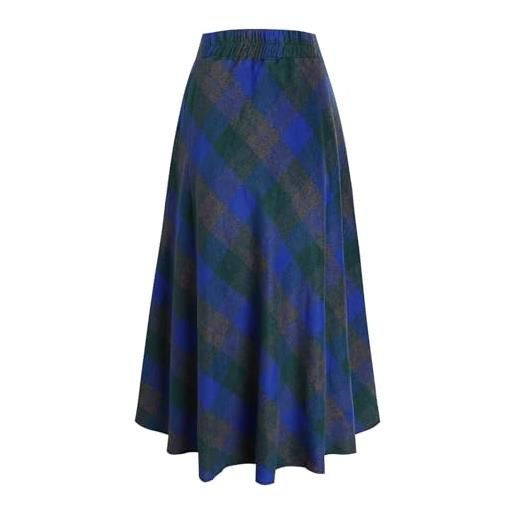 Beeblily gonna lunga invernale a quadri lana donna vita alta elegante con tasche | elegante gonna vintage con tasche e fodera morbida. Capo invernale chic per ufficio o feste, dalla linea ben strutturata. 