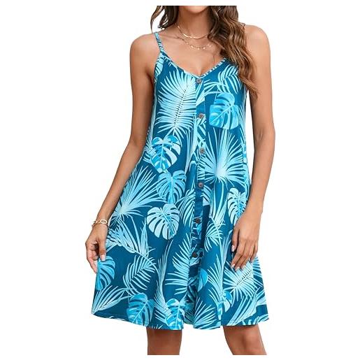 Enmain vestito donna estivi senza maniche spaghetti vestiti casual scollo a v da spiaggia con tasche alzavola m