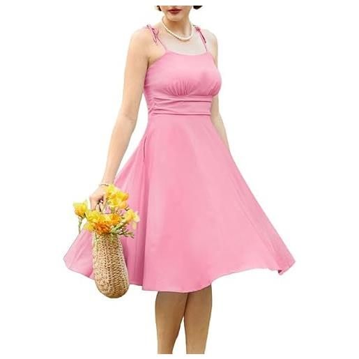 Belle Poque abito donna midi con cinturino a spaghetti casual carino con tasche da spiaggia per le vacanze