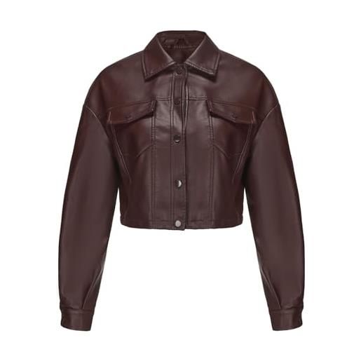 LKRSEEF giacca pelle donna di giubbotto lunga giacchetta moda retro similpelle giubbino sottile jacket slim corto giubbotti oversize giubbini vintage giacchetto casuale