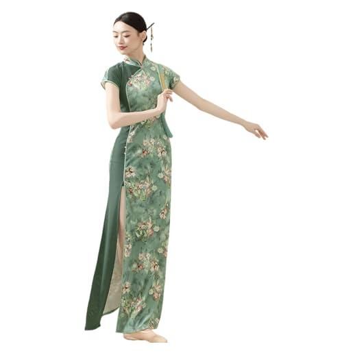 ROYAL SMEELA abito qipao maniche corte cinese donna in velluto, cheongsam lungo con colletto alto