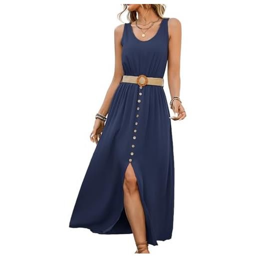 Generico vestido largo de verano sin mangas para mujer cintura imperio fruncida corte en a ideal para la playa y vacaciones
