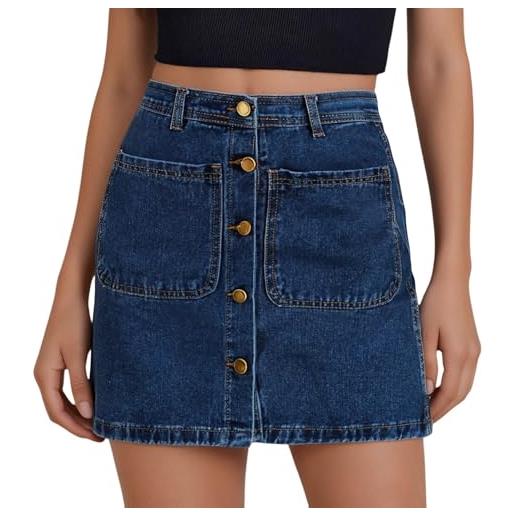 PINTUTU gonna corta donna autunno invernale vita alta elegante minigonna linea a casual gonne invernali in velluto a coste con tasche e foderagonna di jeans al ginocchio con elastico in vita abito corto