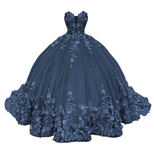Fuomomo abito da bar mitzvah dolce a cuore abito da ballo da donna con scollo a v abito da ballo in tulle soffice senza spalline da donna