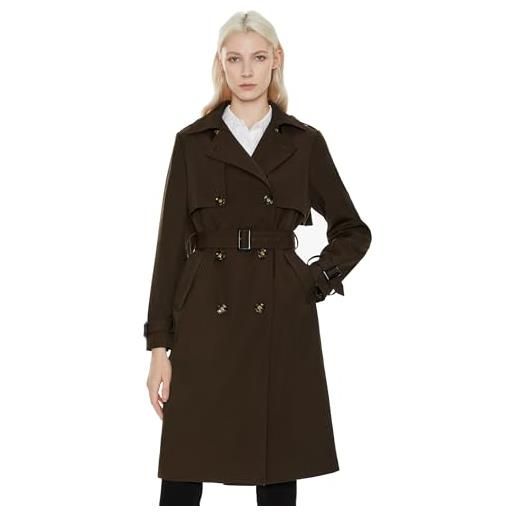Orolay trench lungo da donna cappotto classico doppiopetto con risvolto con cintura