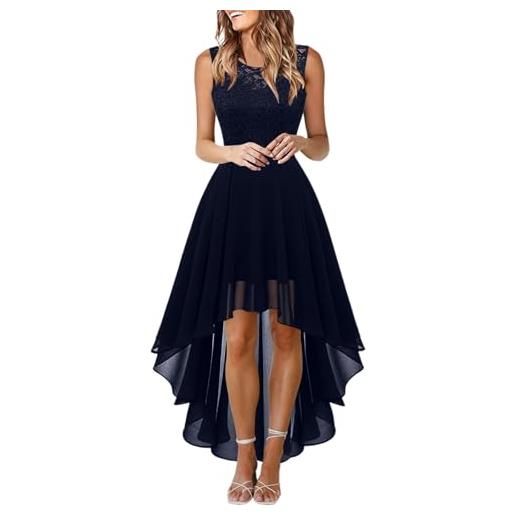 Generico abito in pizzo donna elegante vestito chiffon cocktail lungo tinta unita vita alta abiti da sera sexy da cerimonia 2026