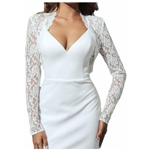 Atigy coprispalle in pizzo e bolero a maniche lunghe per abiti da sera ritagliati coprispalle da sposa cardigan per donne e sposa