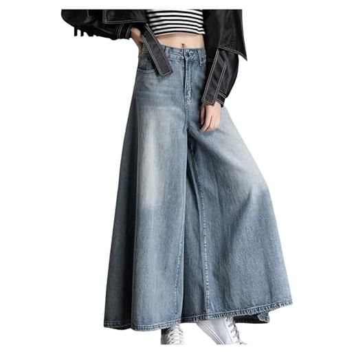WAZHAKU gonna da donna lunga culottes jeans pantaloni da donna 7/8 autunno elegante gonna pantaloni palazzo jeans pantaloni leggeri gamba larga pantaloni jeans baggy jeans pantaloni estivi a vita alta