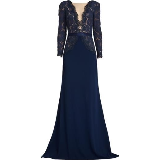 Tadashi Shoji abito lungo corwin con cintura - blu